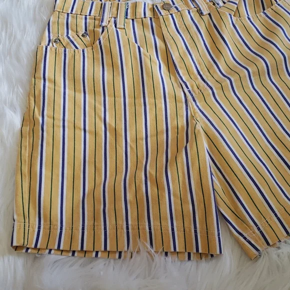 Vintage High Waisted Sasson Yellow Striped Jorts - Picture 2 of 6
